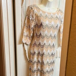 🤍🤎🤍🤎🤍 CRYSTAL DOLL SEQUIN 3/4” SLEEVE DRESS. 🤍🤎🤍🤎🤍🤎🤍